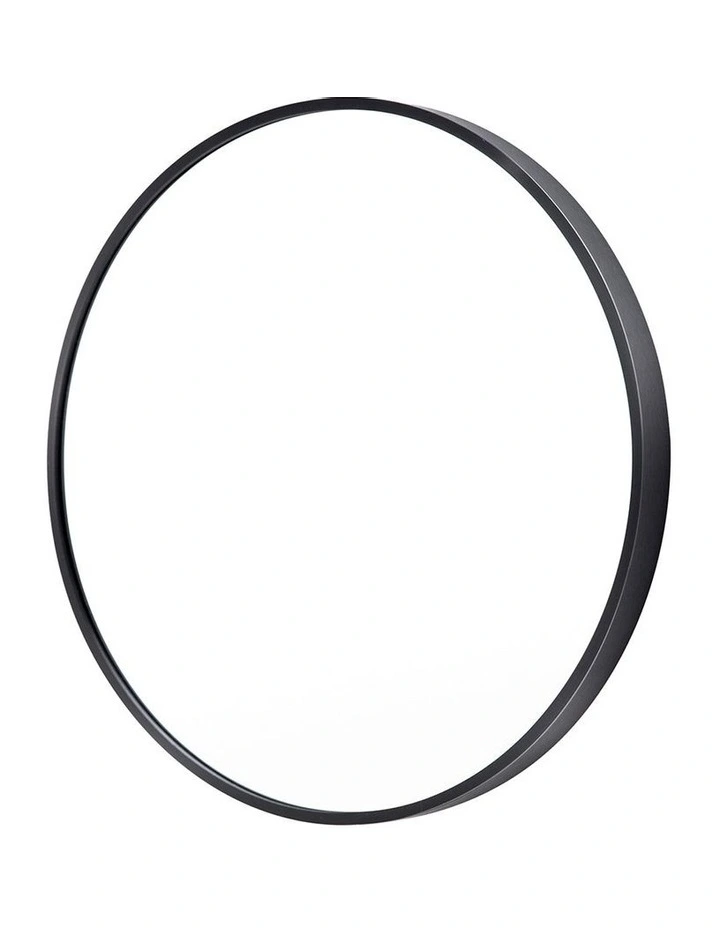 Round Aluminum Frame Wall Mirror 80cm in Black