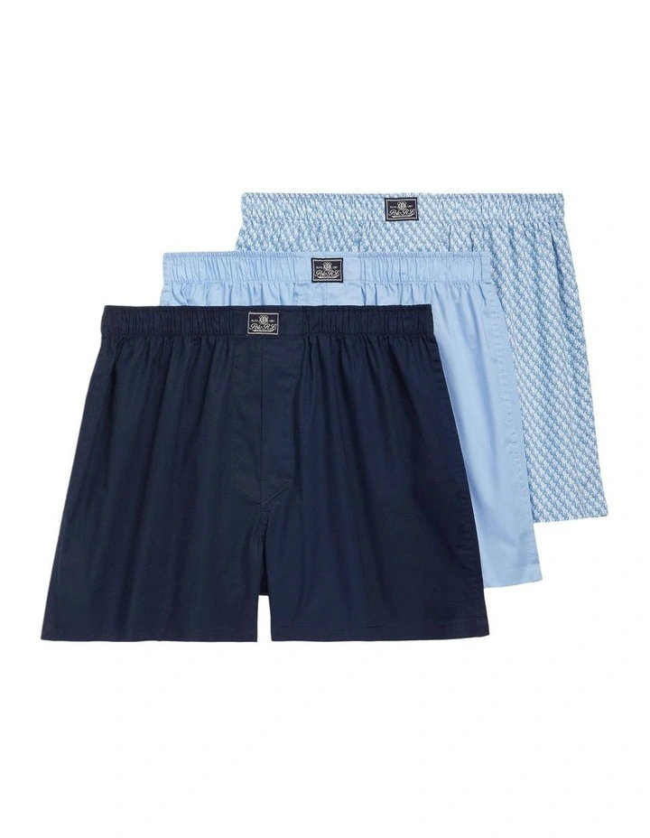 3 Pack Woven Boxers in Blue