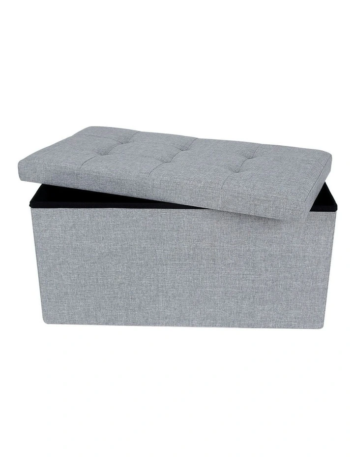 Folding Storage Ottoman Bench Foot Rest Stool 76cm in Light Gray