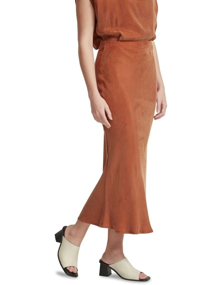 Adele Bias Cut Skirt in Copper