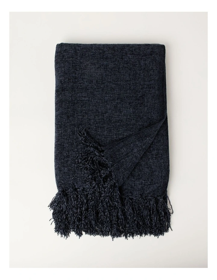 Valerie Chenille Velvet Throw in Navy