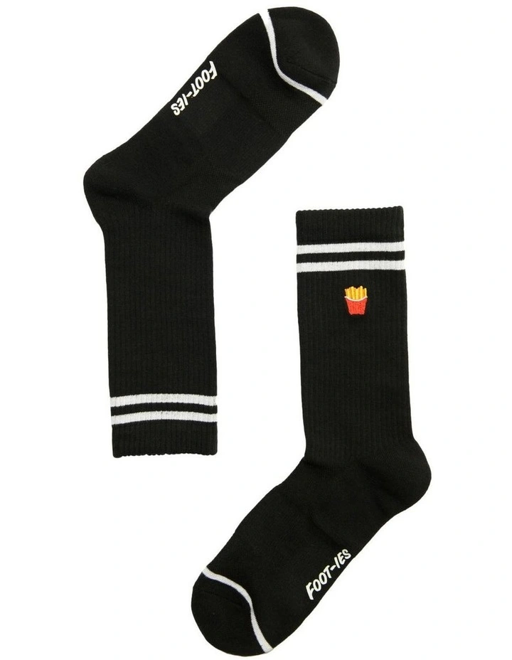 Fast Food Sneaker Socks 2 Pack in Black/White