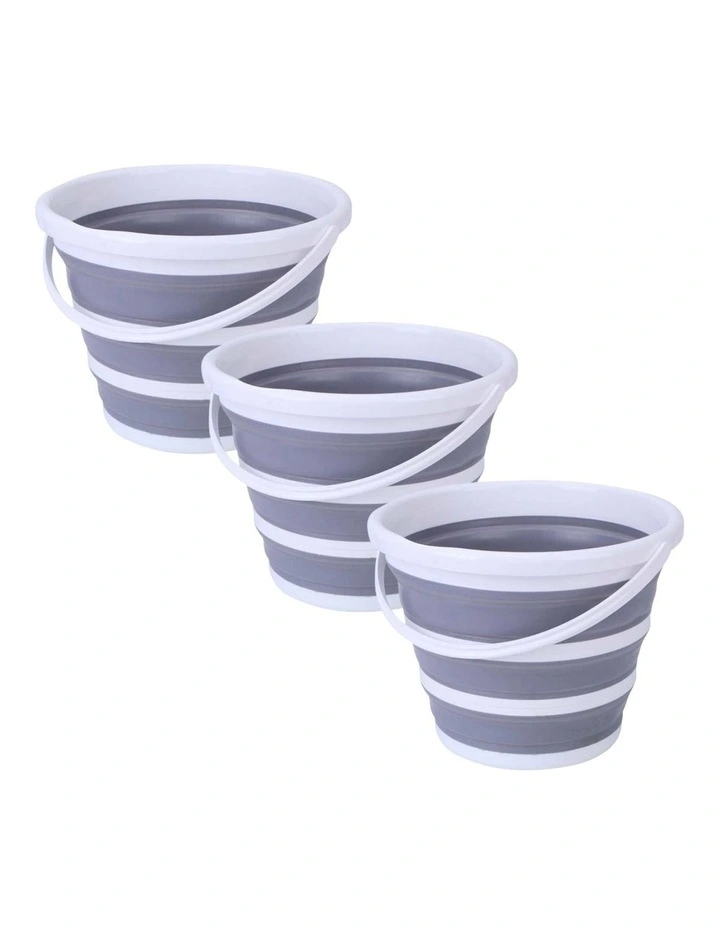 Collapsible Silicone Bucket 10L 3 Pack in Multicolor