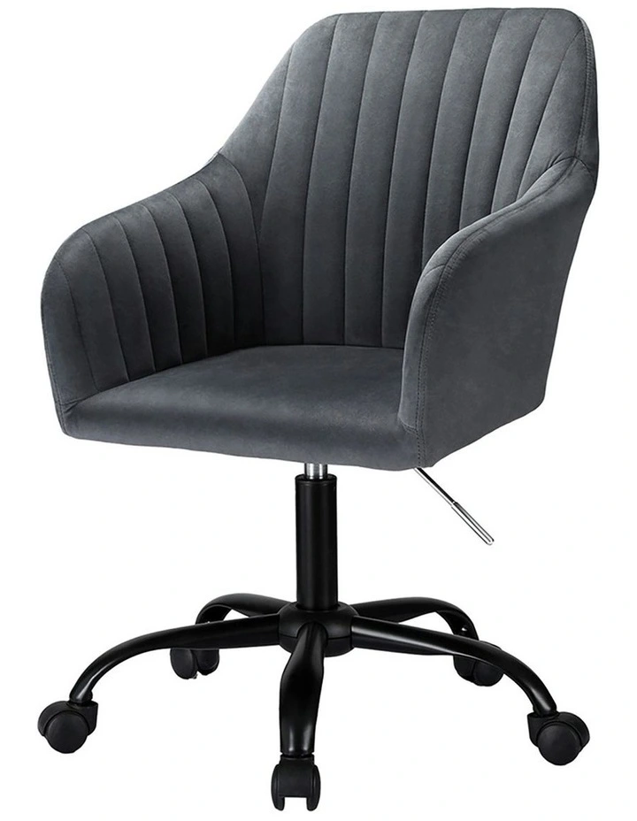 Office Chair Velvet Seat in Dark Grey