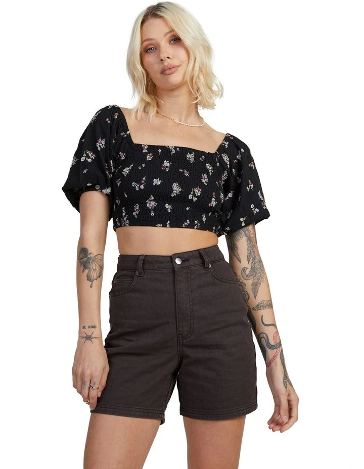 Sprinkle Smocked Top in Black