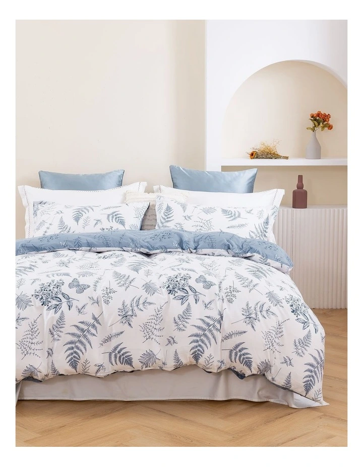 Daphne Pure Cotton Reversible Quilt Cover Set in White