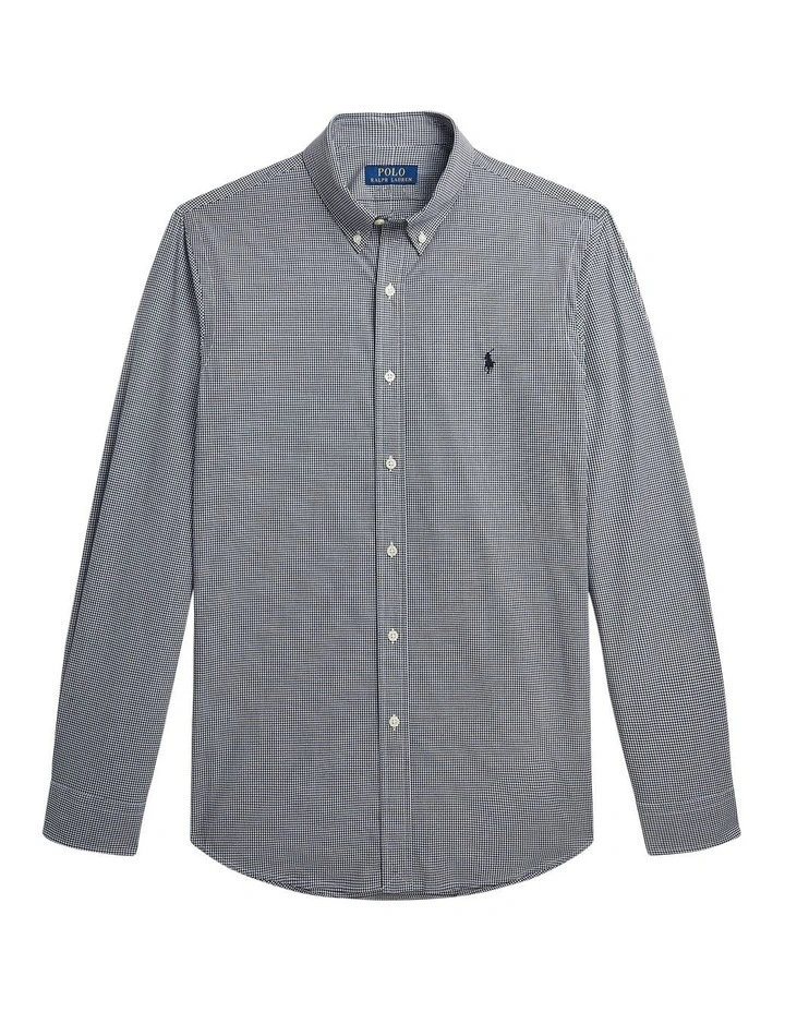 Slim Fit Checked Stretch Poplin Shirt in Grey