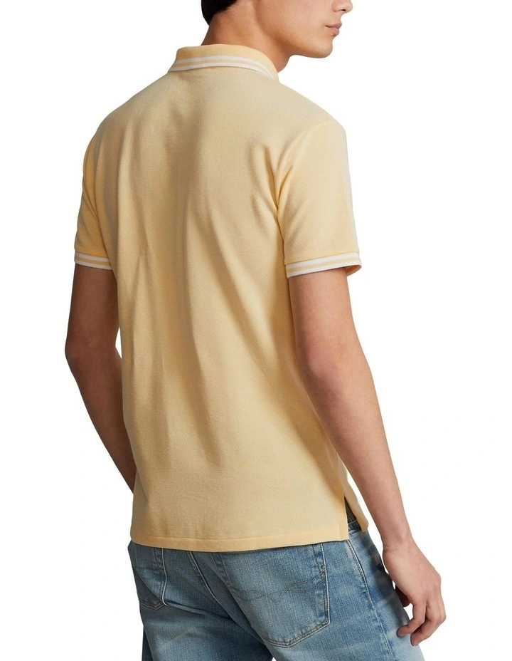Custom Slim Fit Stretch Mesh Polo Shirt in Yellow