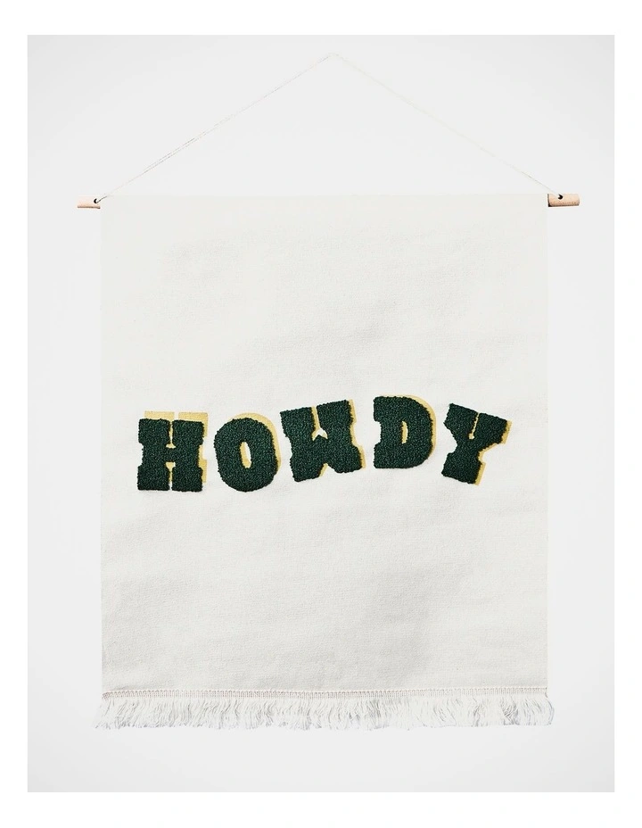 Ranch Howdy Wall Hanging 50x60cm in White/Black