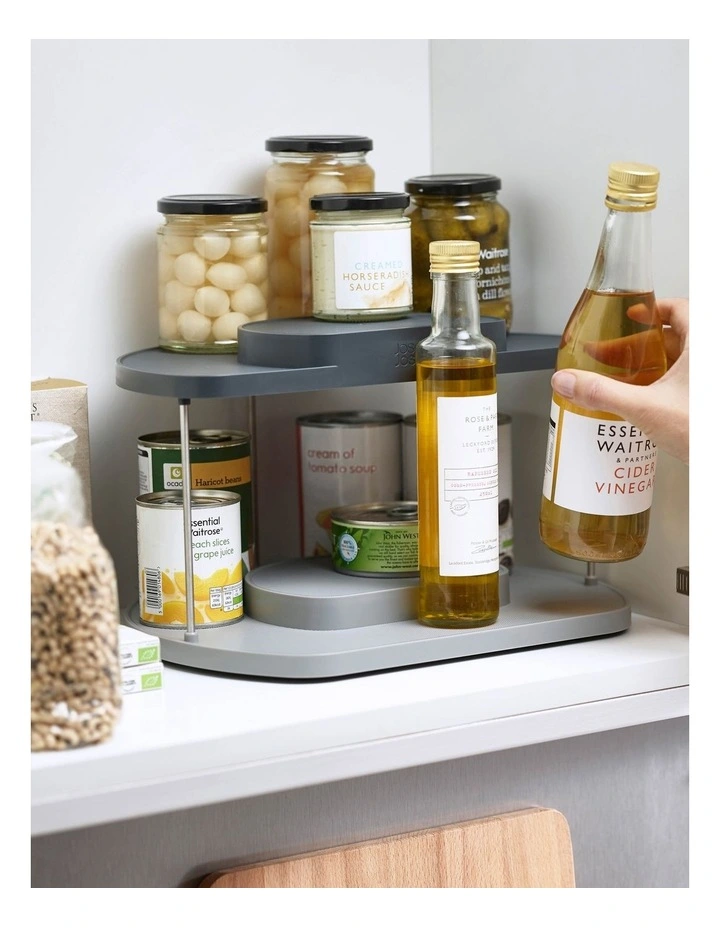 CupboardStore 2-Tier Rotating Organiser Grey