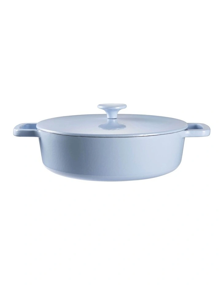 ID Pastel Cast Iron Low Casserole with Lid 28cm in Sky Blue