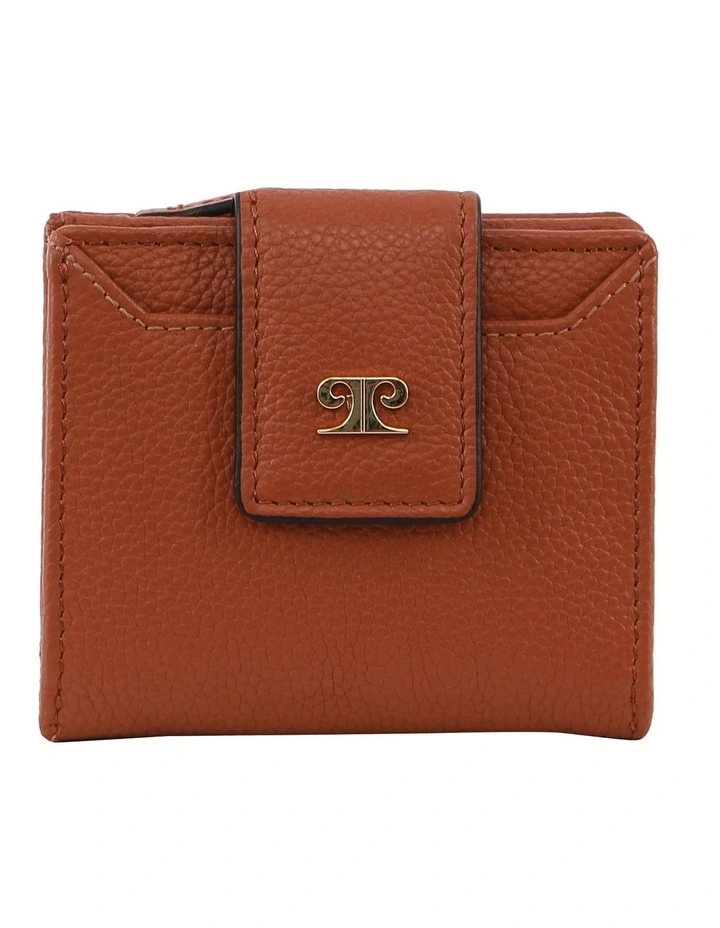 Leather Flip Over Bi-fold Wallet in Brown
