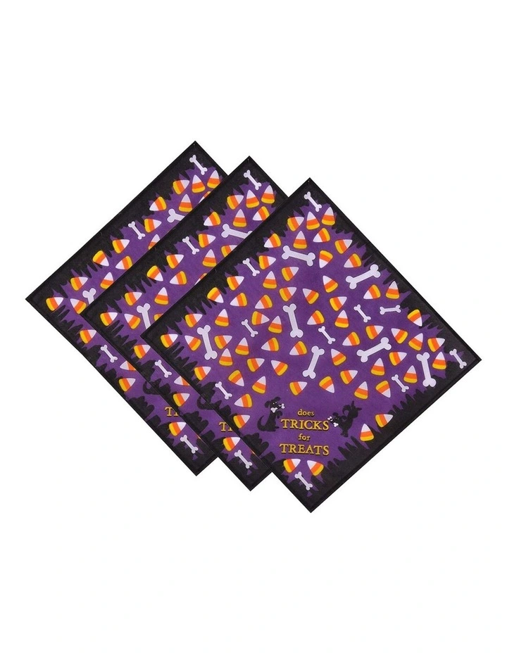 Does Tricks For Treats Pet Bandana Costume Size M-L 3 Pack in Multi