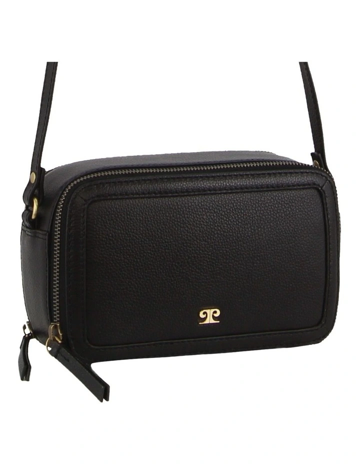 Leather Crossbody Camera Bag in Black