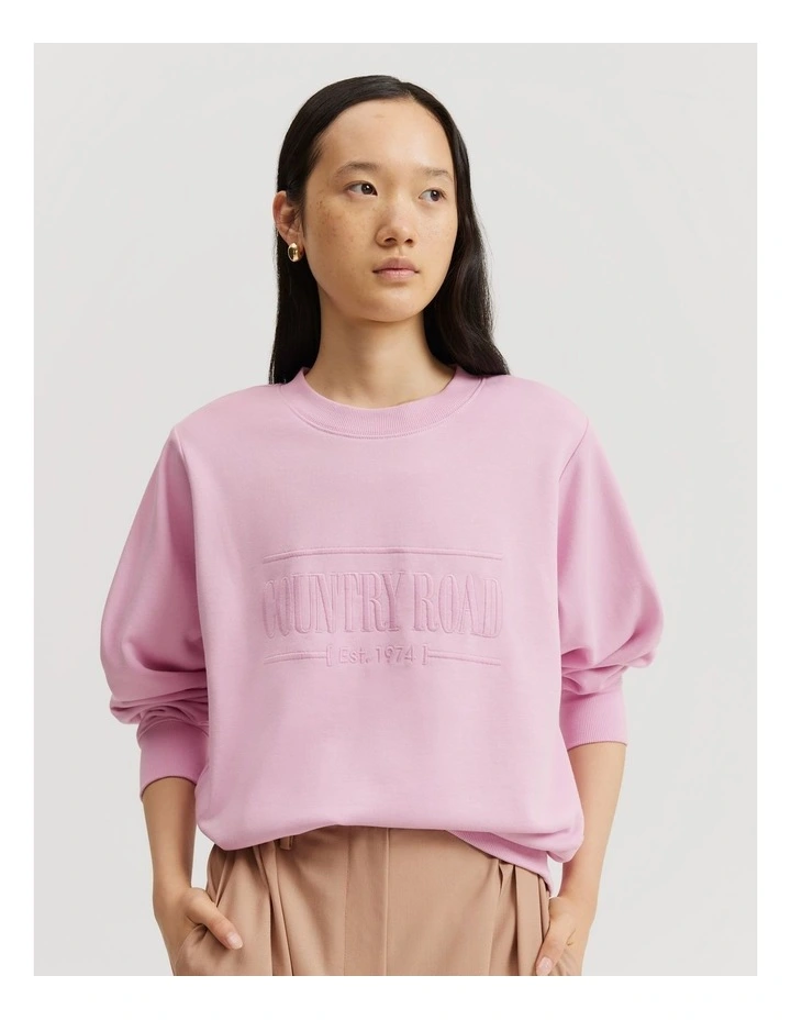 Verified Australian Cotton Heritage Sweat Top in Rose