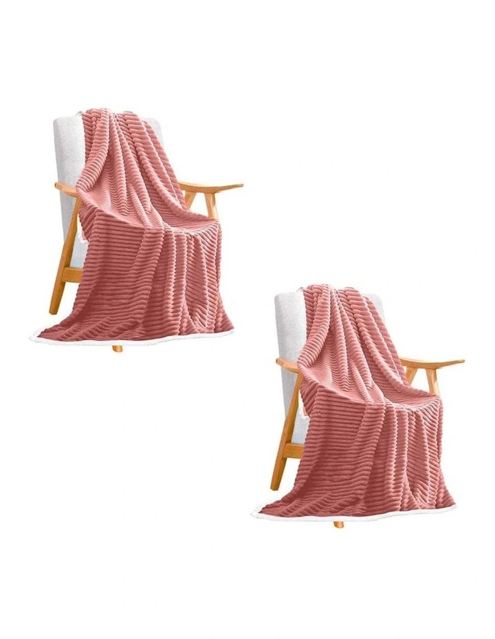 Thick Throw Blanket X2 in Pink
