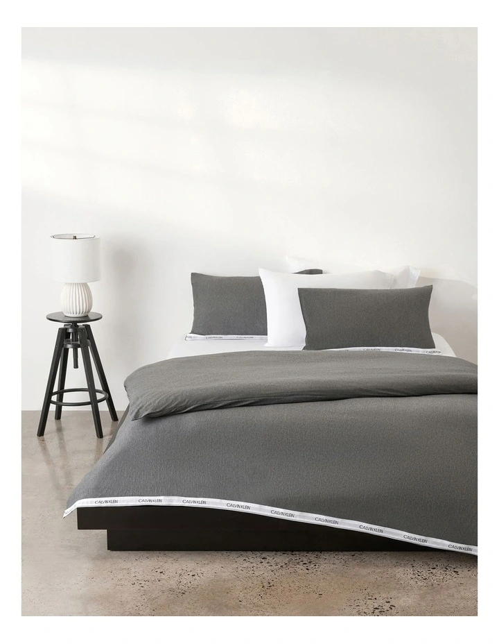 Classic Modern Cotton Quilt Cover in Charcoal