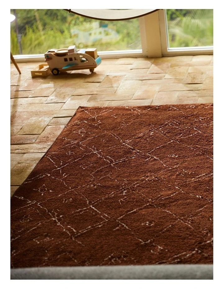 Logic Washable Cotton Feel Area Rug in Brown