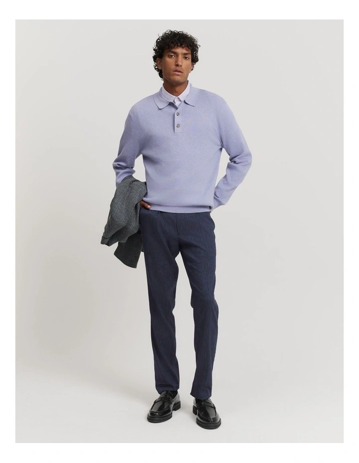 Australian Cotton Knit Polo in Lavender