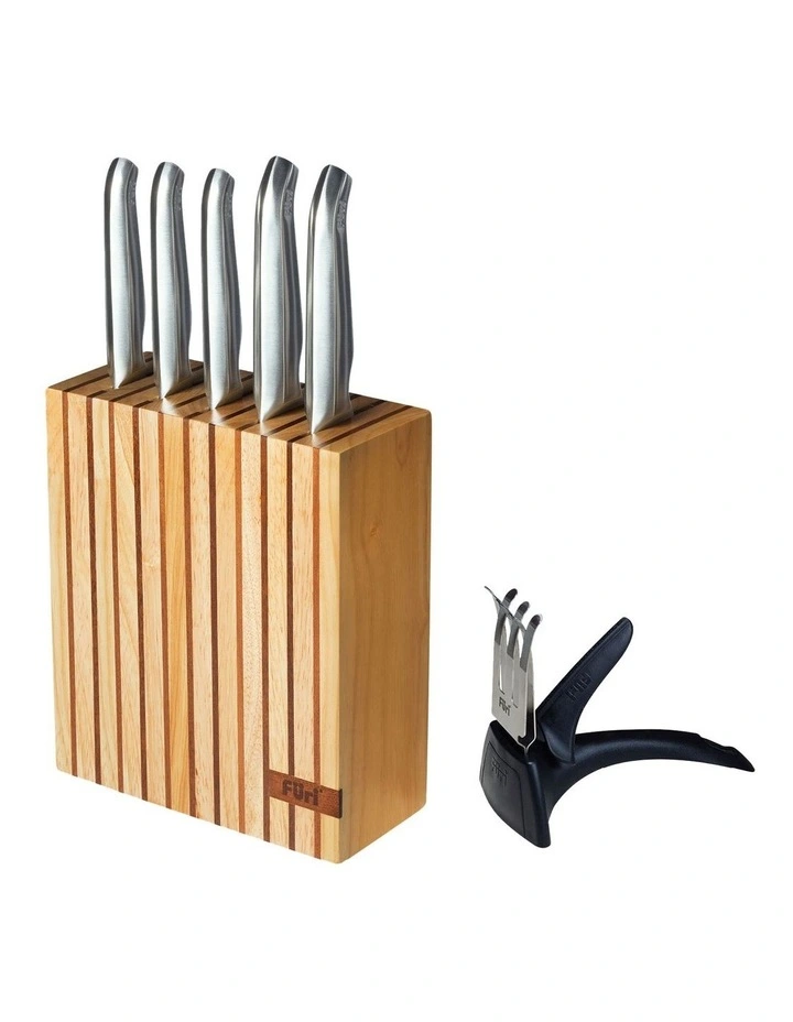 Clean Store Acacia Knife Block 7 Piece Set in Natural