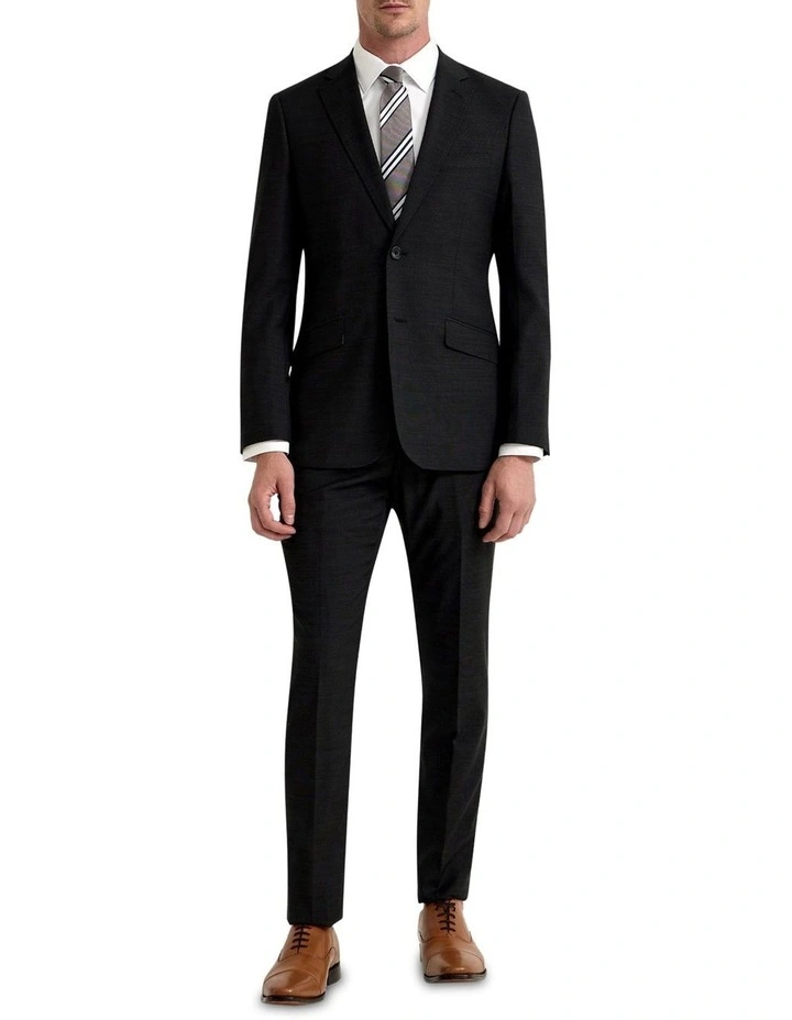 Hopkins Wool Stretch Suit Trousers in Charcoal