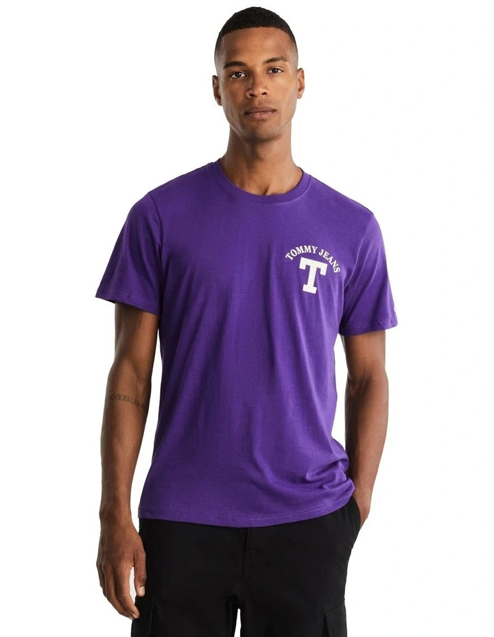 Regular Curved Letterman Tee in Purple