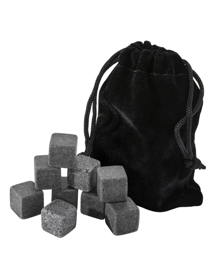 Cocktail & Co Reusable Whisky Stone Set of 9 Charcoal Gift Boxed