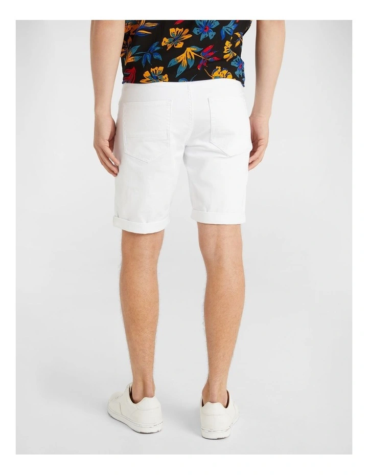 Massimo Ripped Denim Shorts in White