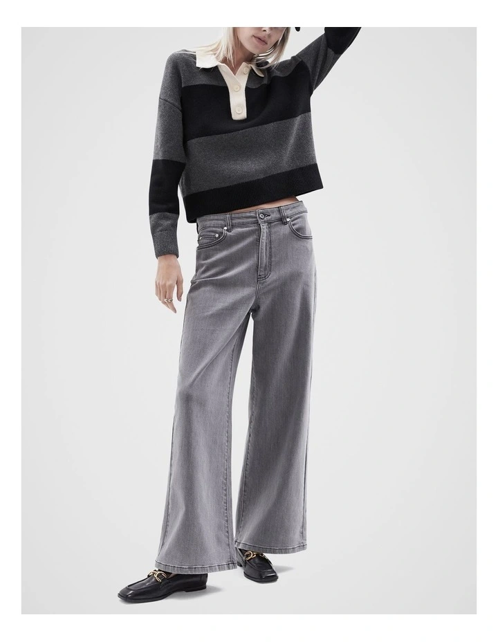 Wide Leg Jeans in Pale Grey