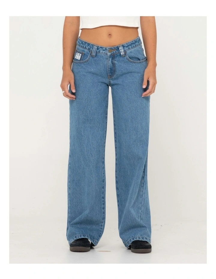 Super Low Rise Wide Leg Denim Jean in Blue