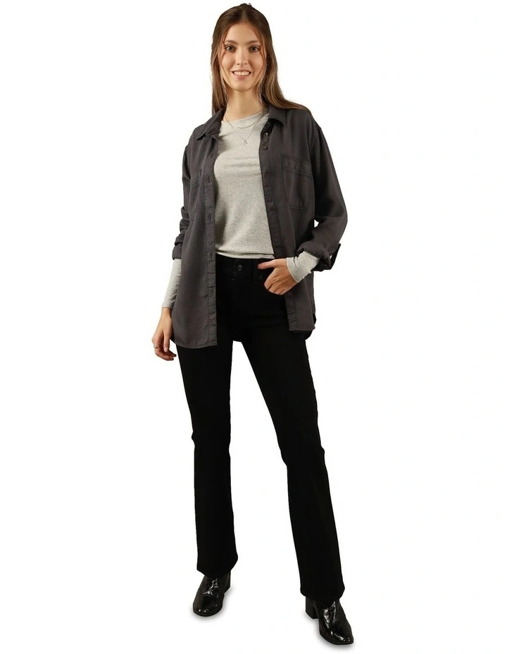 Long-Sleeve Button-Up Shirt in Black