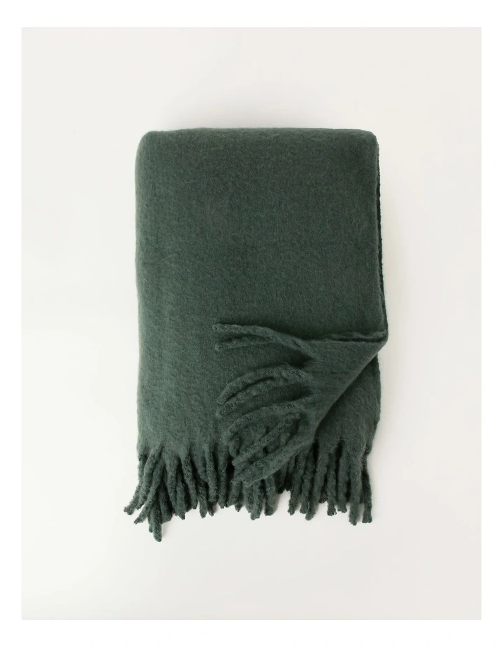 Mohair Throw in Dusky Green
