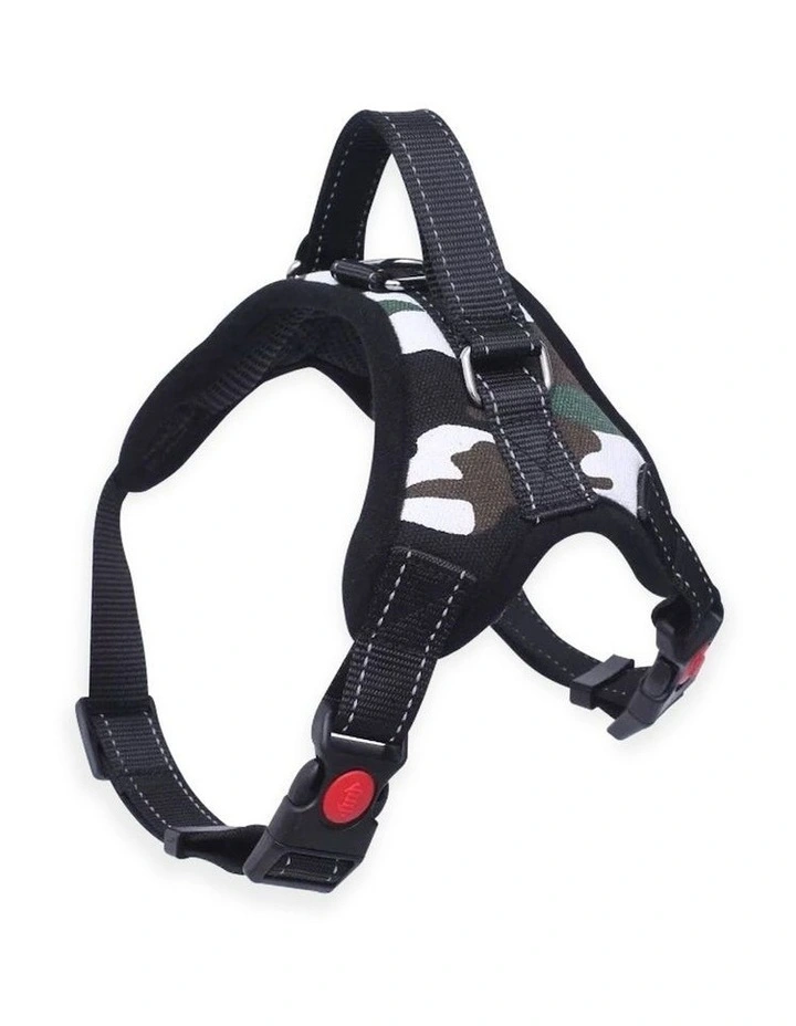 No Pull Dog Harness Adjustable Belt Large Size in Army Green/White