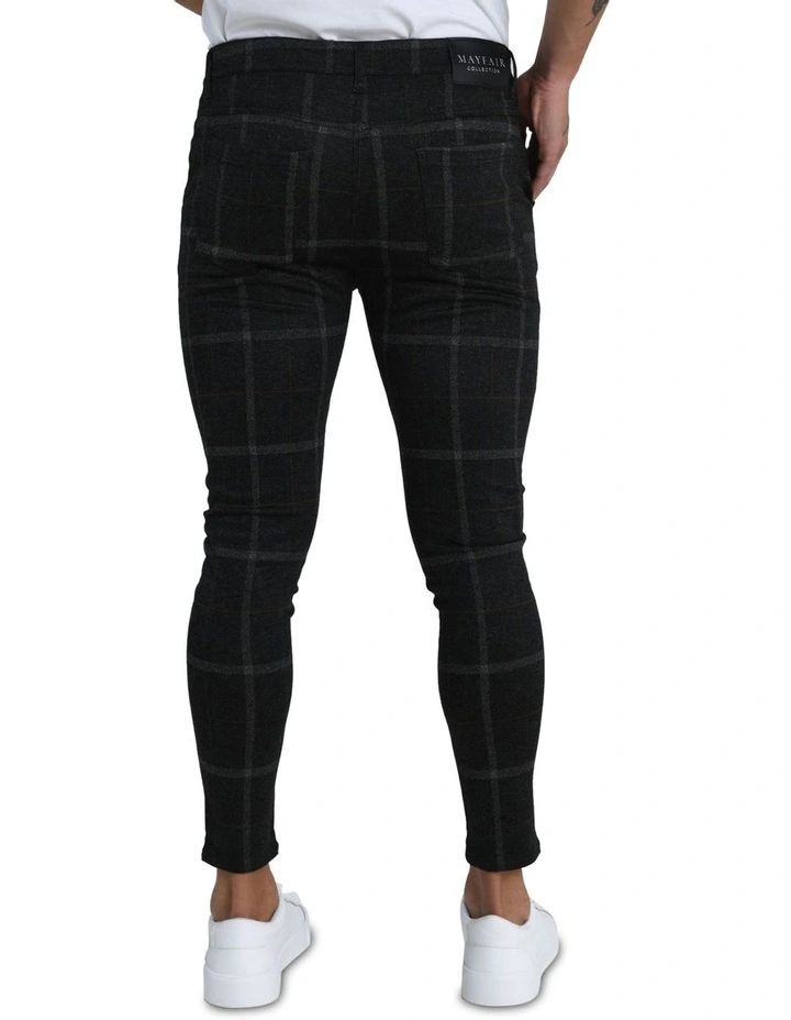 Chester Dark Checkered Pant in Dark Brown