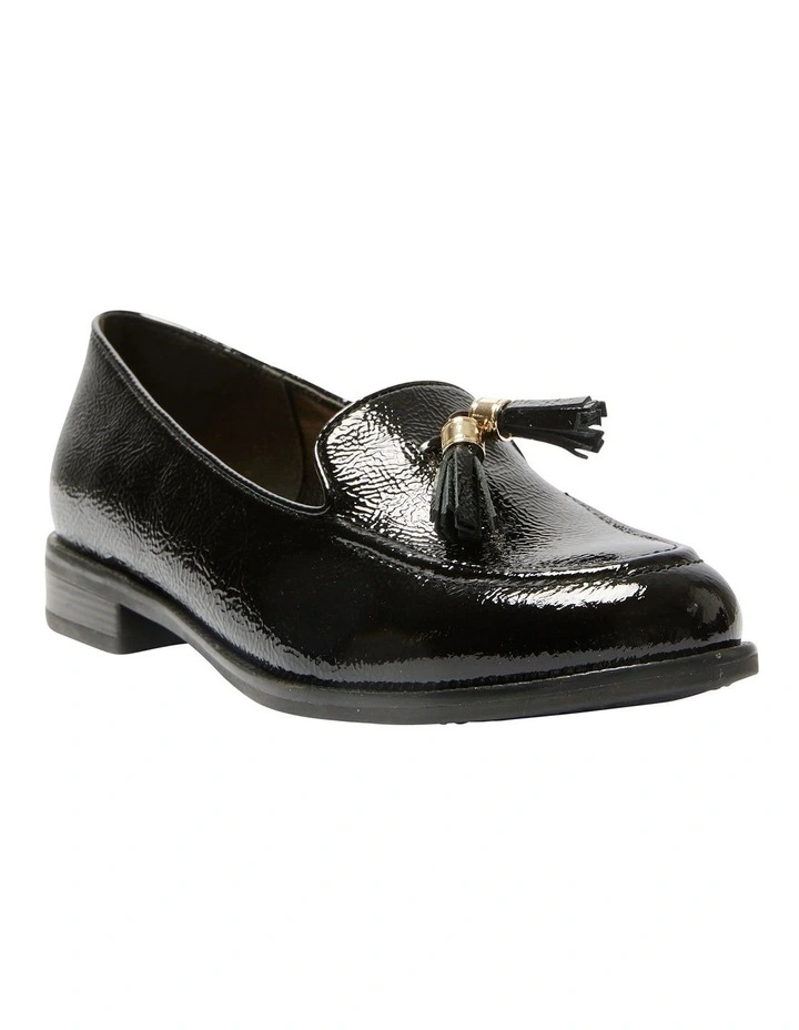 Preppy Loafers in Black Crinkle Patent