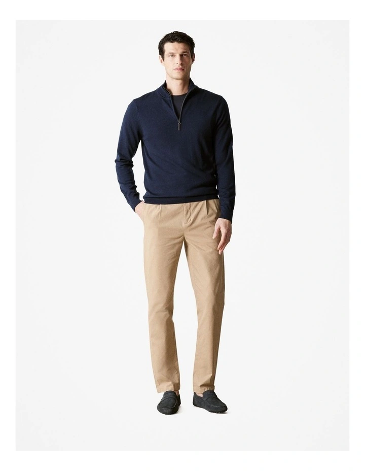 Merino Half Zip Pullover in Navy