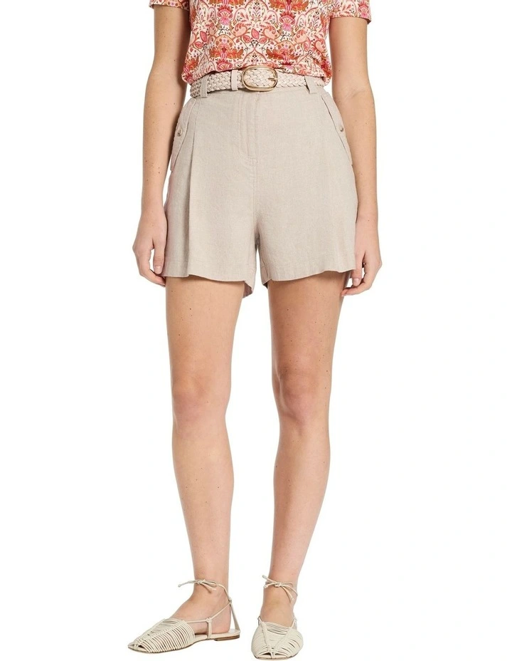 Emilio Relaxed Linen Short in Pannacotta Slub