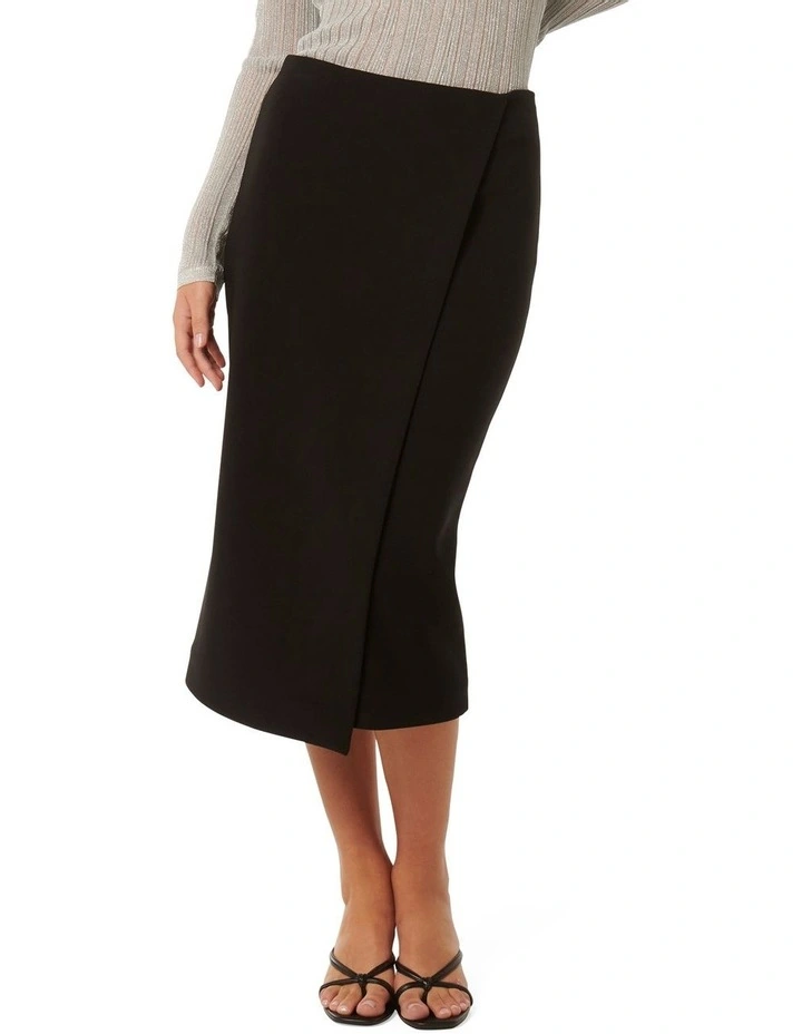 Camilla Crepe Midi Skirt in Black