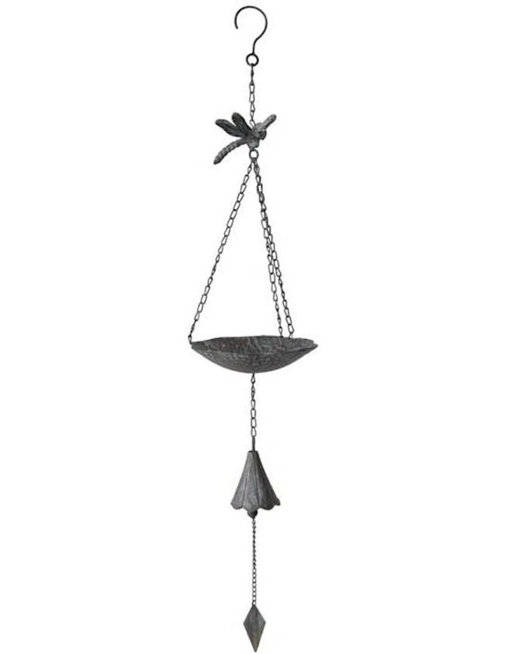 Hanging Dragonfly Bird Feeder Bowl with Bell