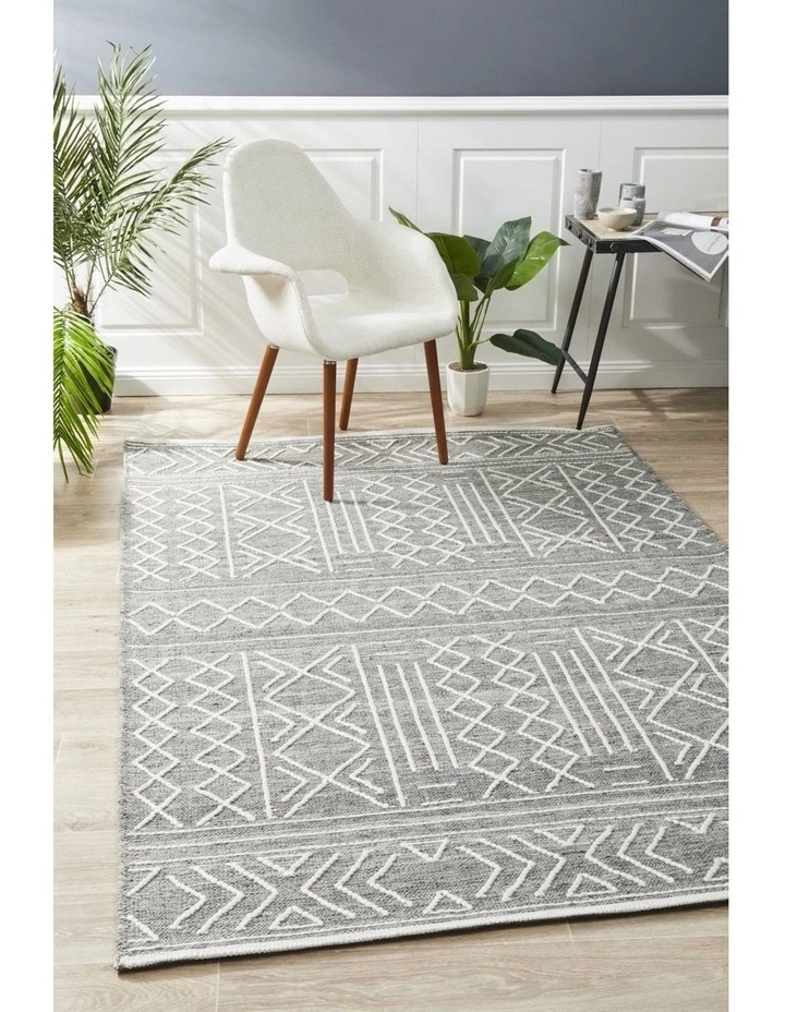 Arya Stitch Woven Rug In Silver Grey