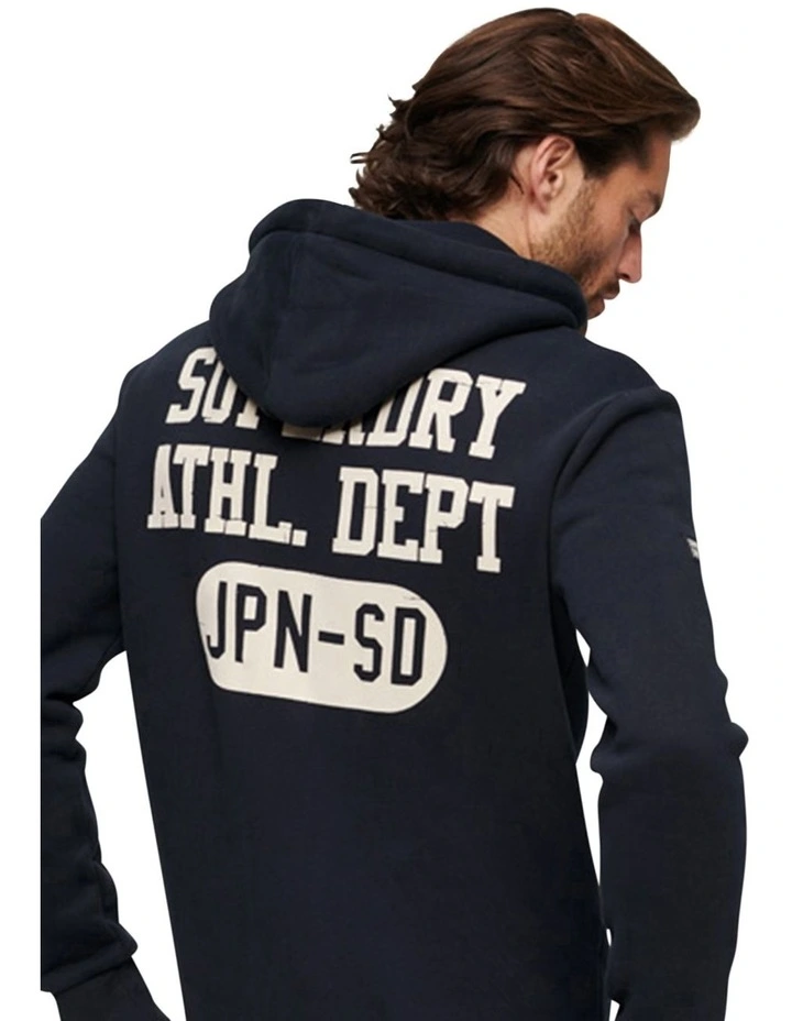 Athletic Script Flock Hood in Eclipse Navy