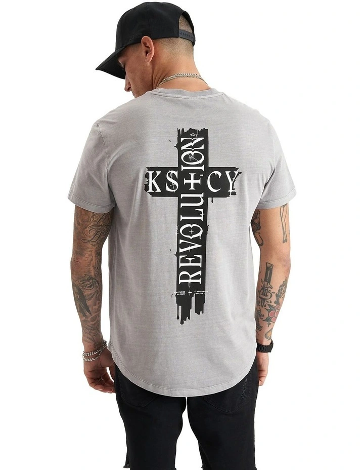 Cadden Dual Curved Tee in Pigment Frost Grey