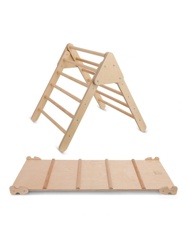 Pikler Climbing Frame Package with Slide & Triangle in Brown