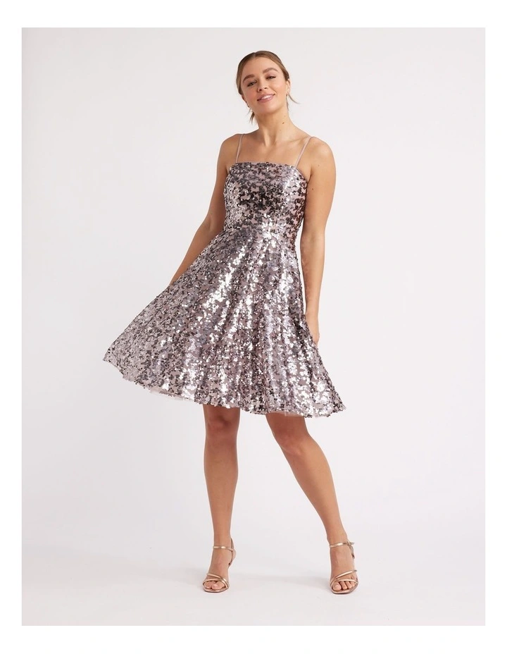 Santorini Sequin Mini Dress in Pink