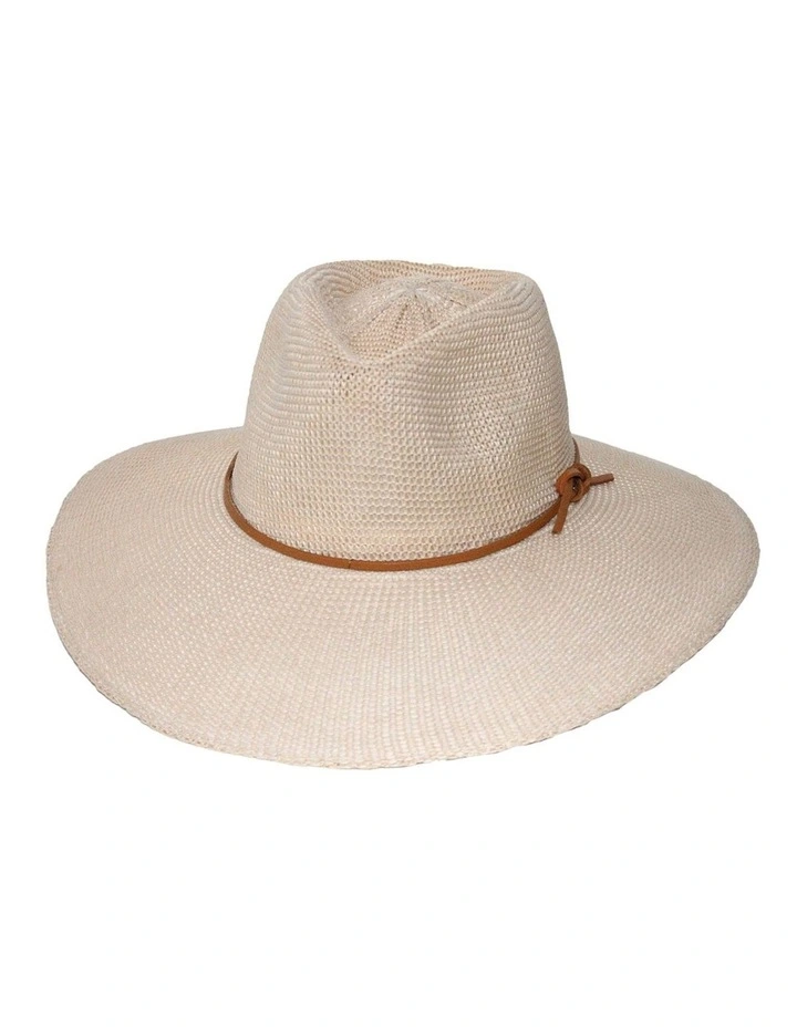 Nina Wide Brim Fedora Hat in Beige