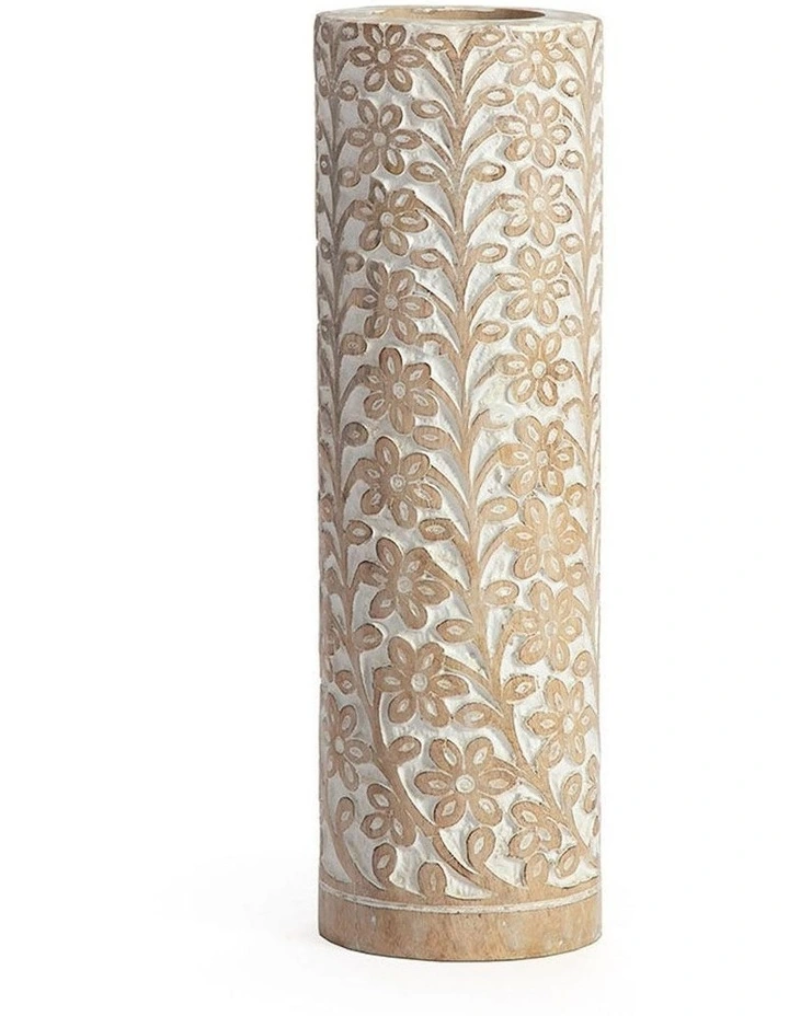 Mango Wood Flower Vase Large in Natural