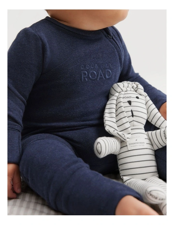 Gots-certified Organic Logo Zip Jumpsuit in French Navy Marle