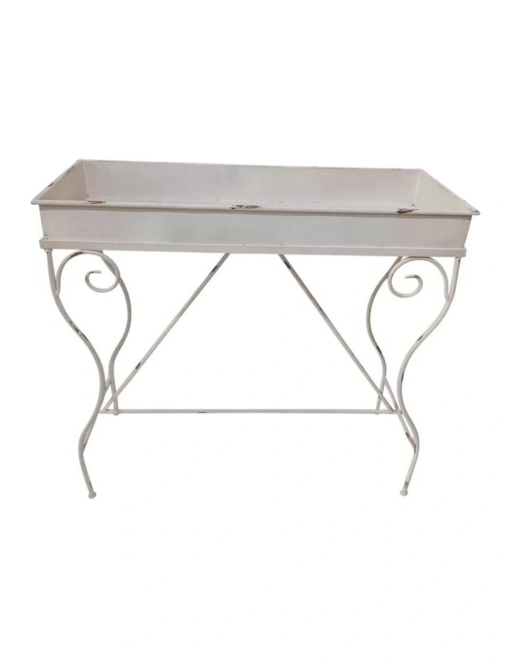 Metal Planter Stand with Stylish Legs Large in White