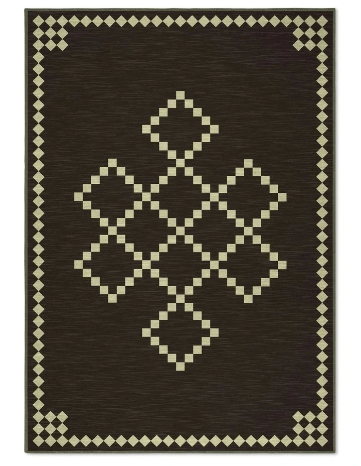 Centre Washable Chenille Area Rug in Charcoal