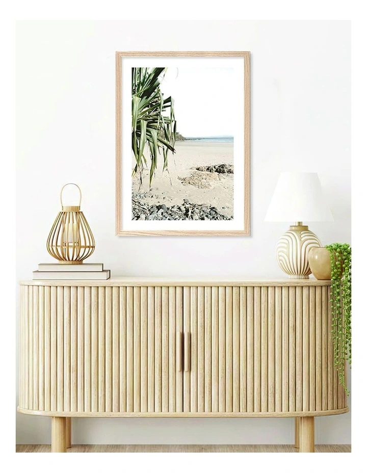Australian Made Wategos Beach Outlook Art Print A2 in Natural Frame